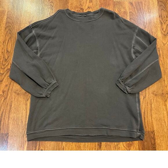 Aerie Women's Oversized Distressed Look Pullover Sweatshirt Gray Size Large - Picture 1 of 10